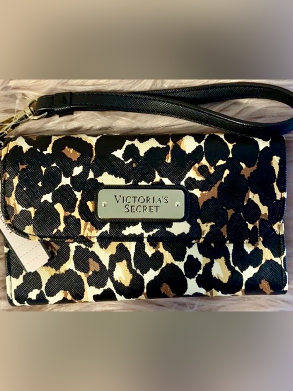 Victoria's Secret Leopard-Print Wristlet in Black and Brown